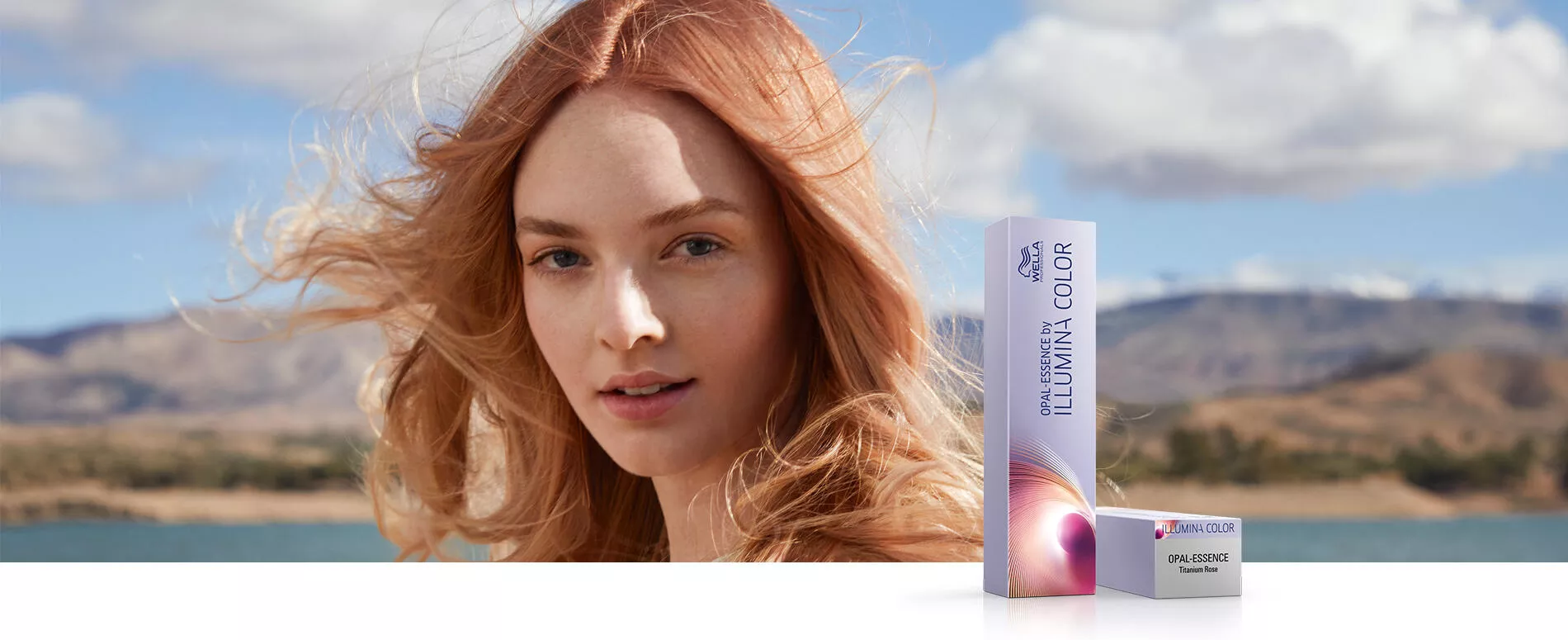 Woman with titanium rose hair treated with Opal-Essence by Illumina Color