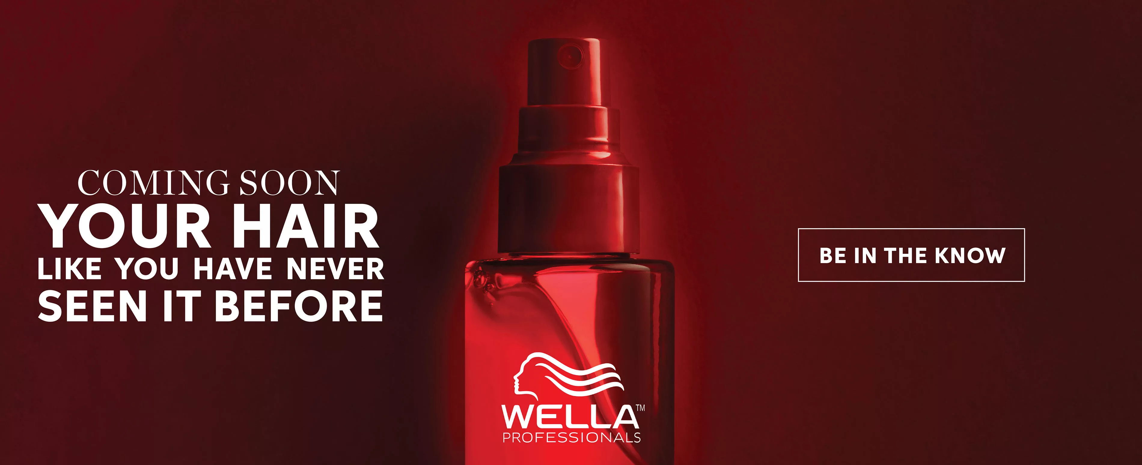The spray nozzle of a Wella Professionals Ultimate Repair product next to a 'Coming Soon' banner