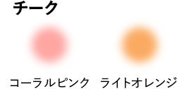 チーク:コーラルピンク,ライトオレンジ