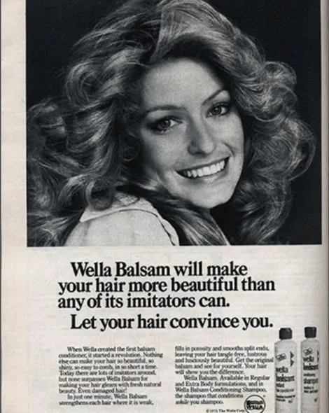Anúncio de imprensa de 1972 do Wella Balsam