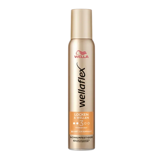 Goldene Schaumfestigerdose von Wellaflex von der Locken & Wellen Reihe, mit dem Haltegrad 3.