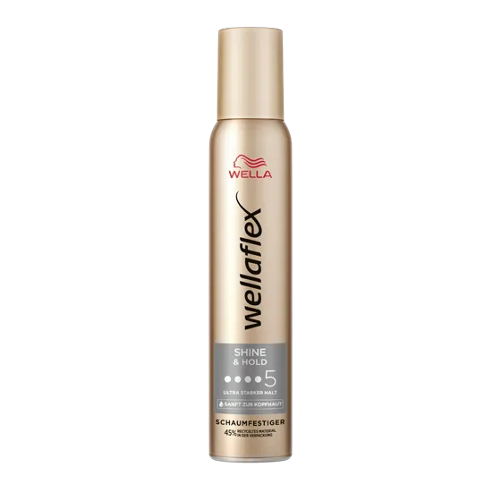 Goldene Schaumfestigerdose von Wellaflex von der Shine & Hold Reihe, mit dem Haltegrad 5.