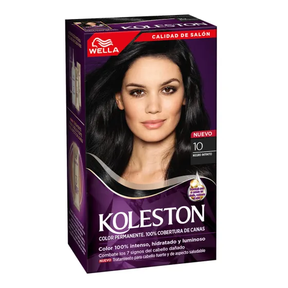 Crema de color permanente para el cabello con factor de protección contra el agua de Koleston de Wella - 10 Negro infinito