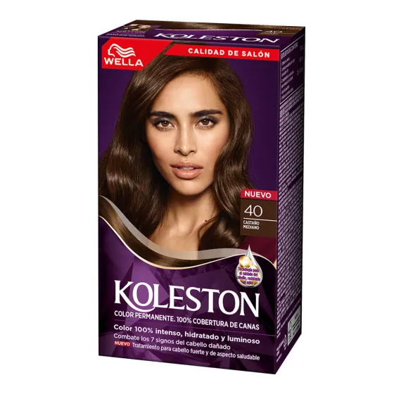Crema de color permanente para el cabello con factor de protección contra el agua de Koleston de Wella- 40 Castano Mediano