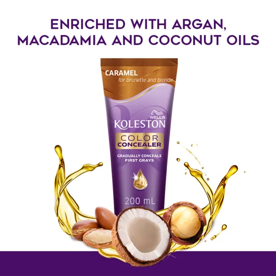 Color Concealer Carmel for brunette and blonde with argan, coconut and macadamia oils conditioner 200 ml