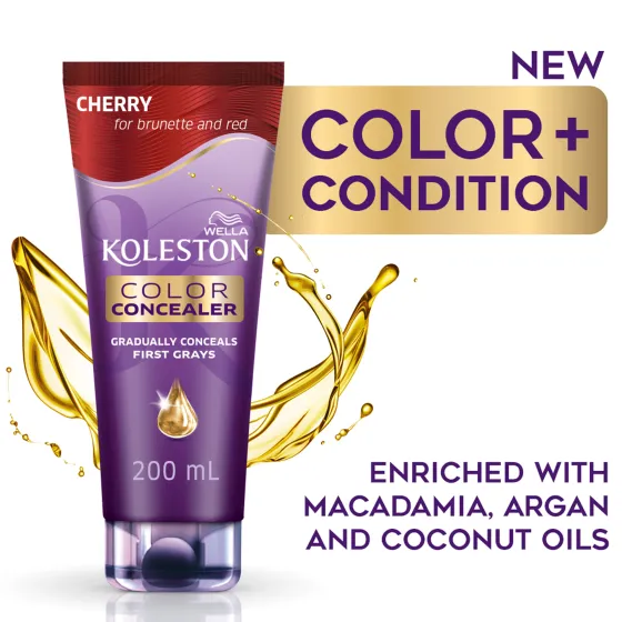 Color Concealer Cherry for brunette and red with argan, coconut and macadamia oils conditioner 200 ml