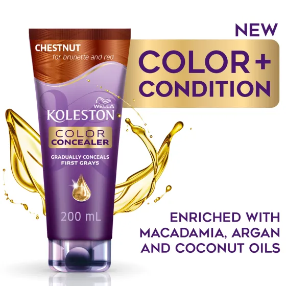Color Concealer Chestnut for brunette and red with argan, coconut and macadamia oils conditioner 200 ml