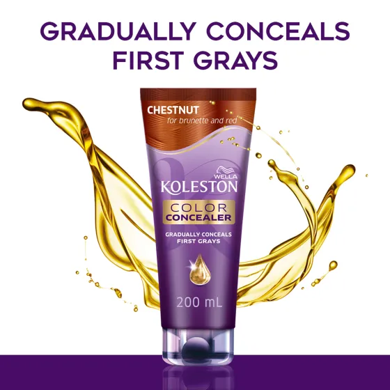 Color Concealer Chestnut for brunette and red with argan, coconut and macadamia oils conditioner 200 ml