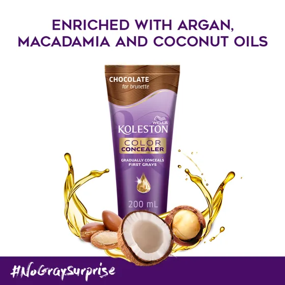 Color Concealer Chocolate for brunette with argan, coconut and macadamia oils conditioner 200 ml