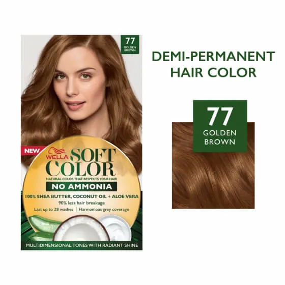 Soft Color, Natural hair color without Ammonia and with 100% Natural Ingredients: Golden Brown