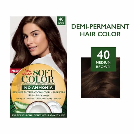 Soft Color, Natural hair color without Ammonia and with 100% Natural Ingredients: Medium Brown